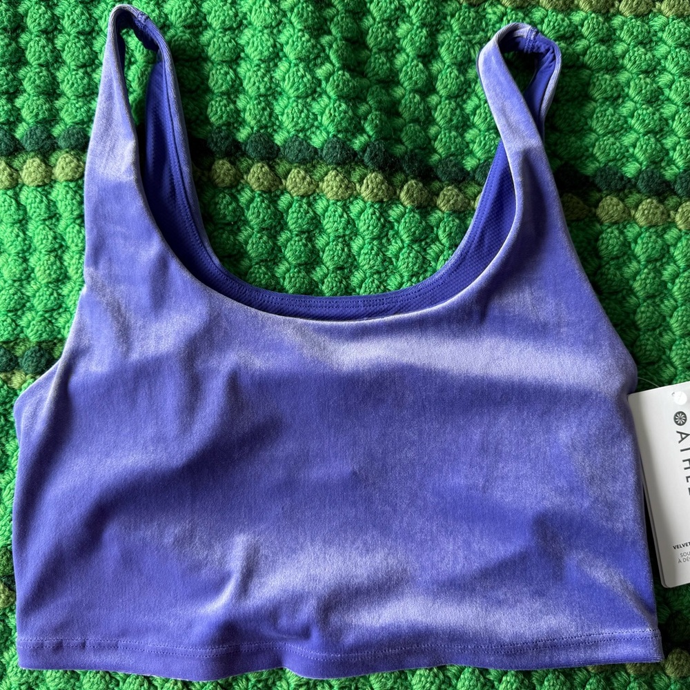 Athleta Blue Velvet Crop Bra Top